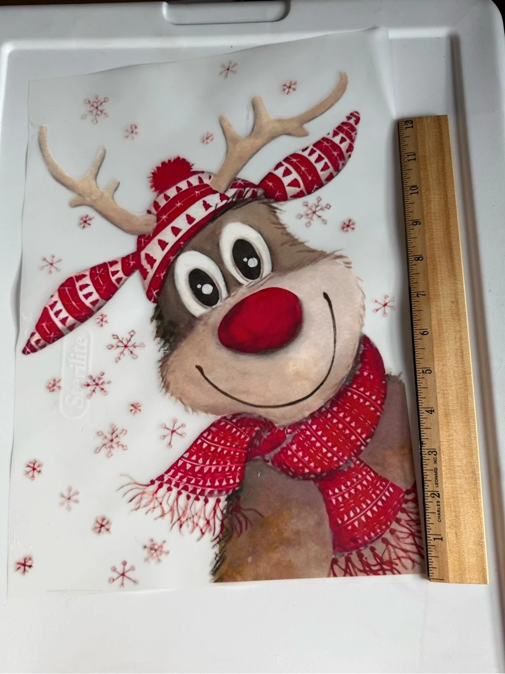 Festive Red Reindeer Holiday iron on transfer SOLD